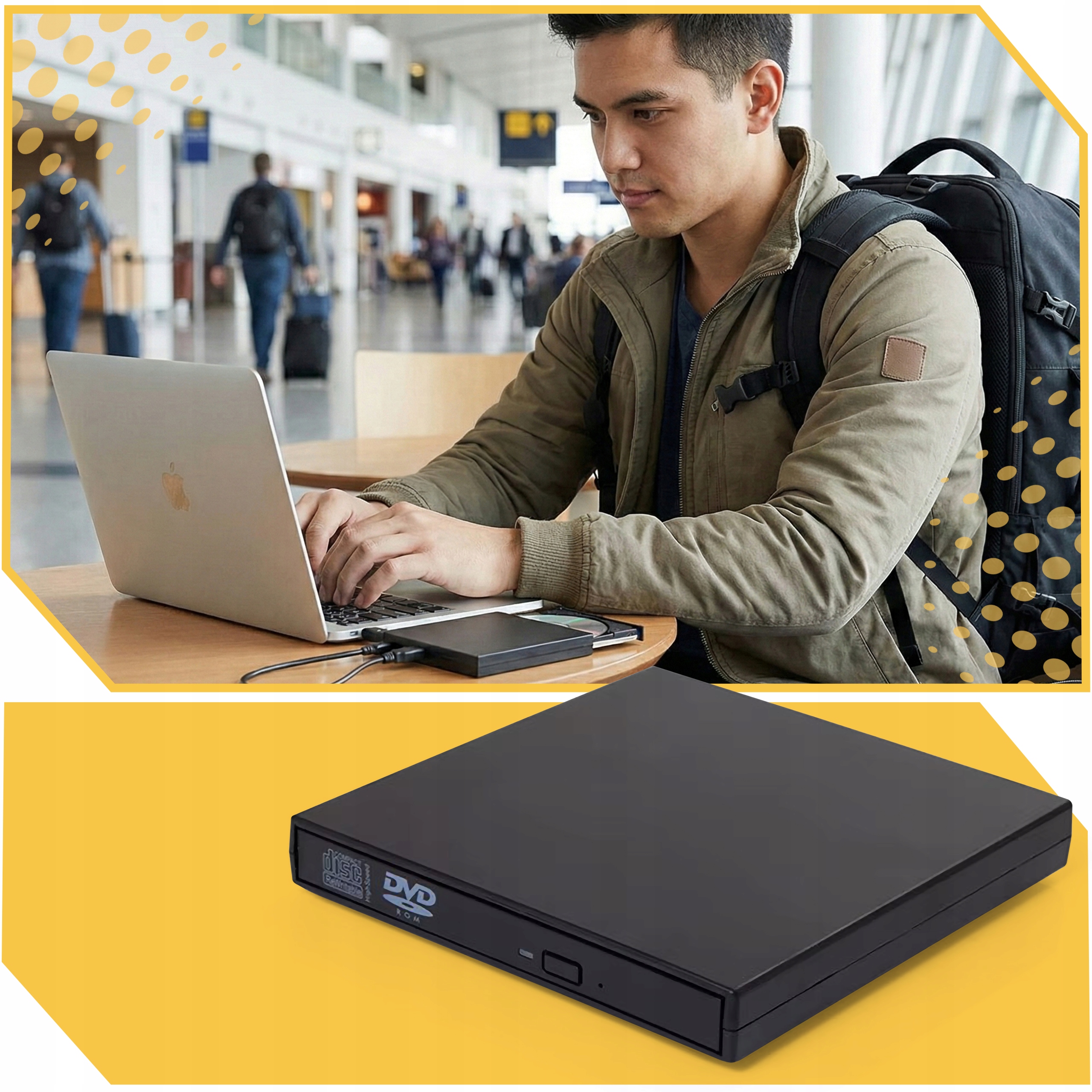 NAPĘD ZEWNĘTRZNY CD-R DVD USB Nagrywarka Do Laptopa PC Odtwarzacz Przenośny EAN (GTIN) 5906700044342