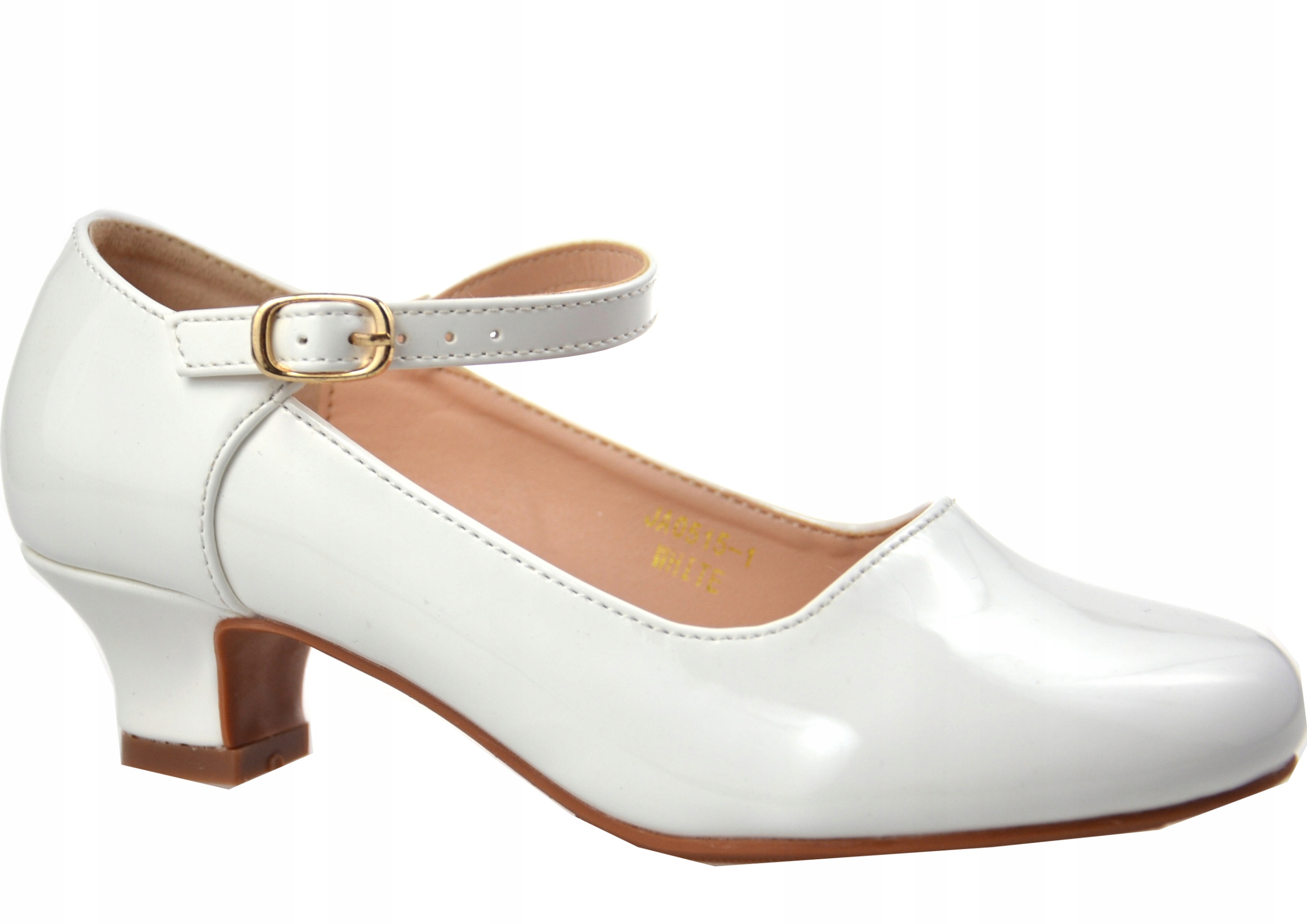 PANTOFELKI Komunijne obcas LAKIER SKÓRA BIAŁE r32 Kolor biały