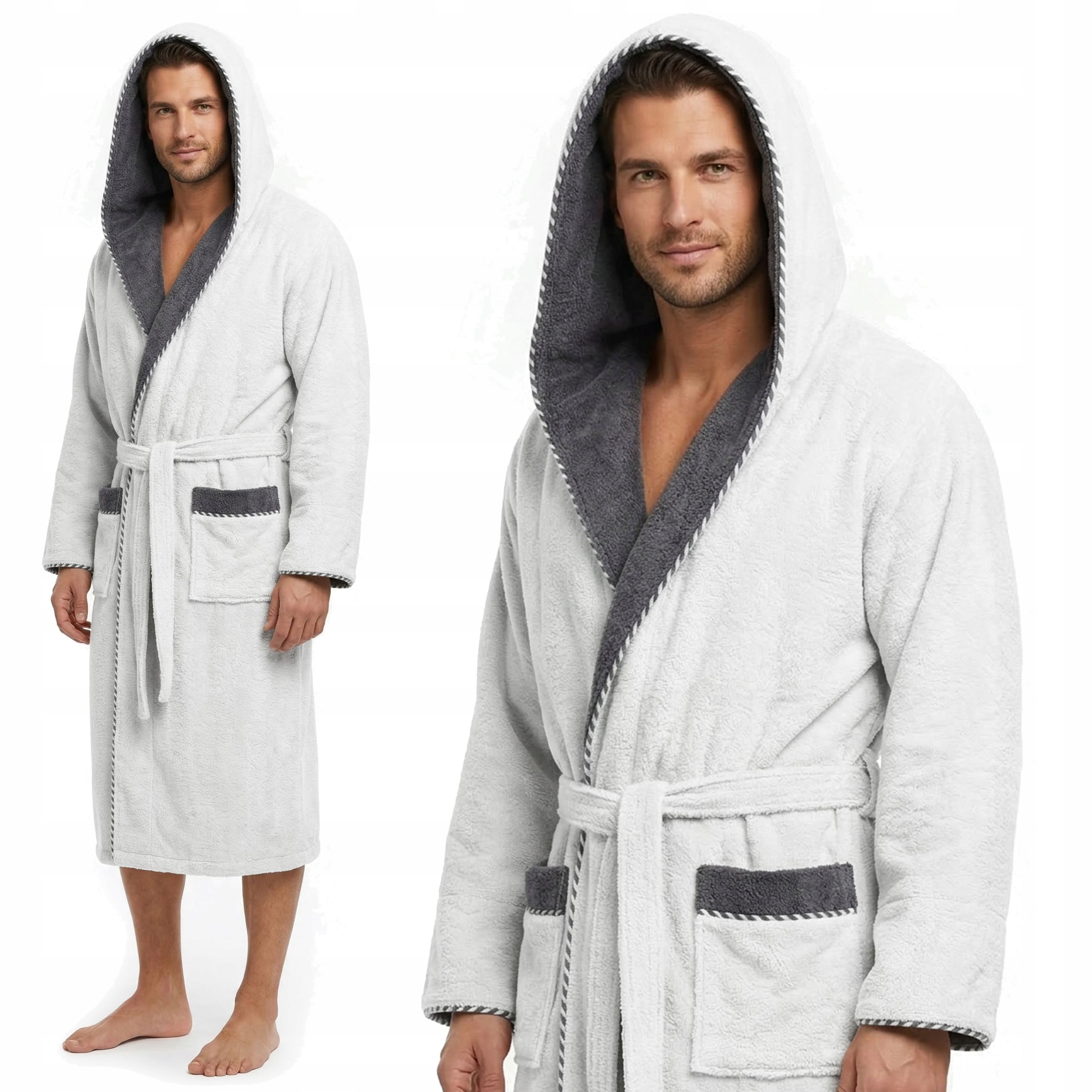 Pánský dlouhý koupací župan s kapucí L, elegantní a pohodlný