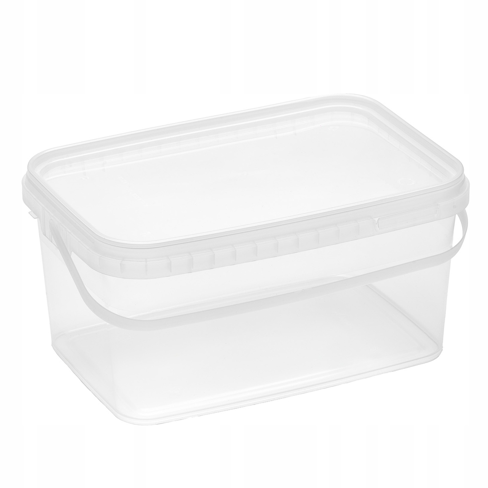 WIADRO WIADERKO PROSTOKĄTNE 2,5L z atestem NA ŻYWNOŚĆ przeźroczyste Wysokość produktu 11.85 cm