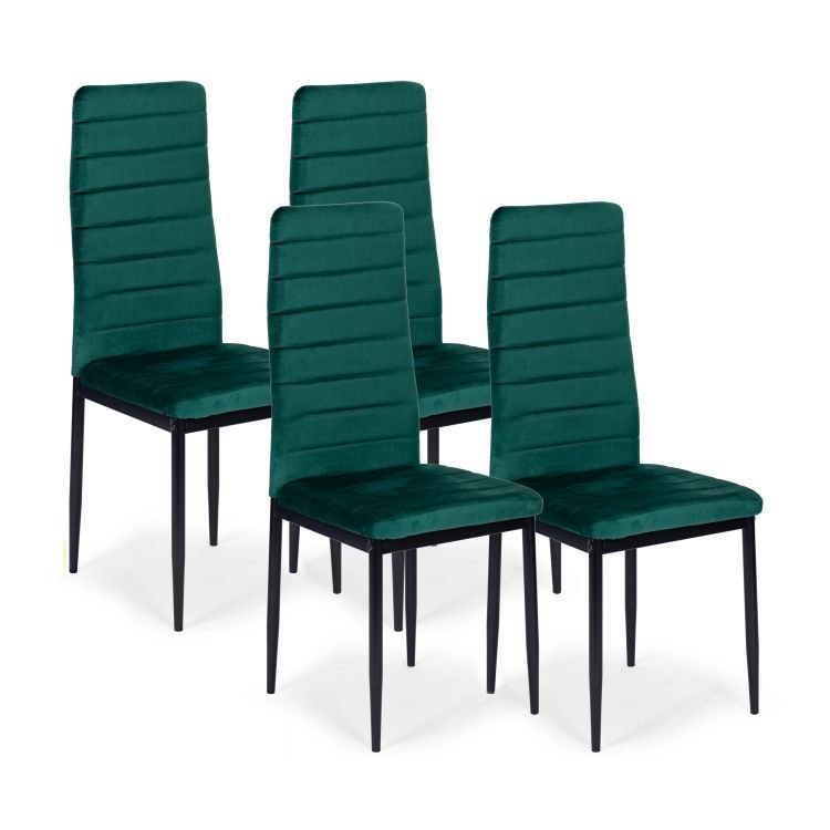 Křesla s tvarovaným opěradlem – Velvet Zelená – 4 kusy