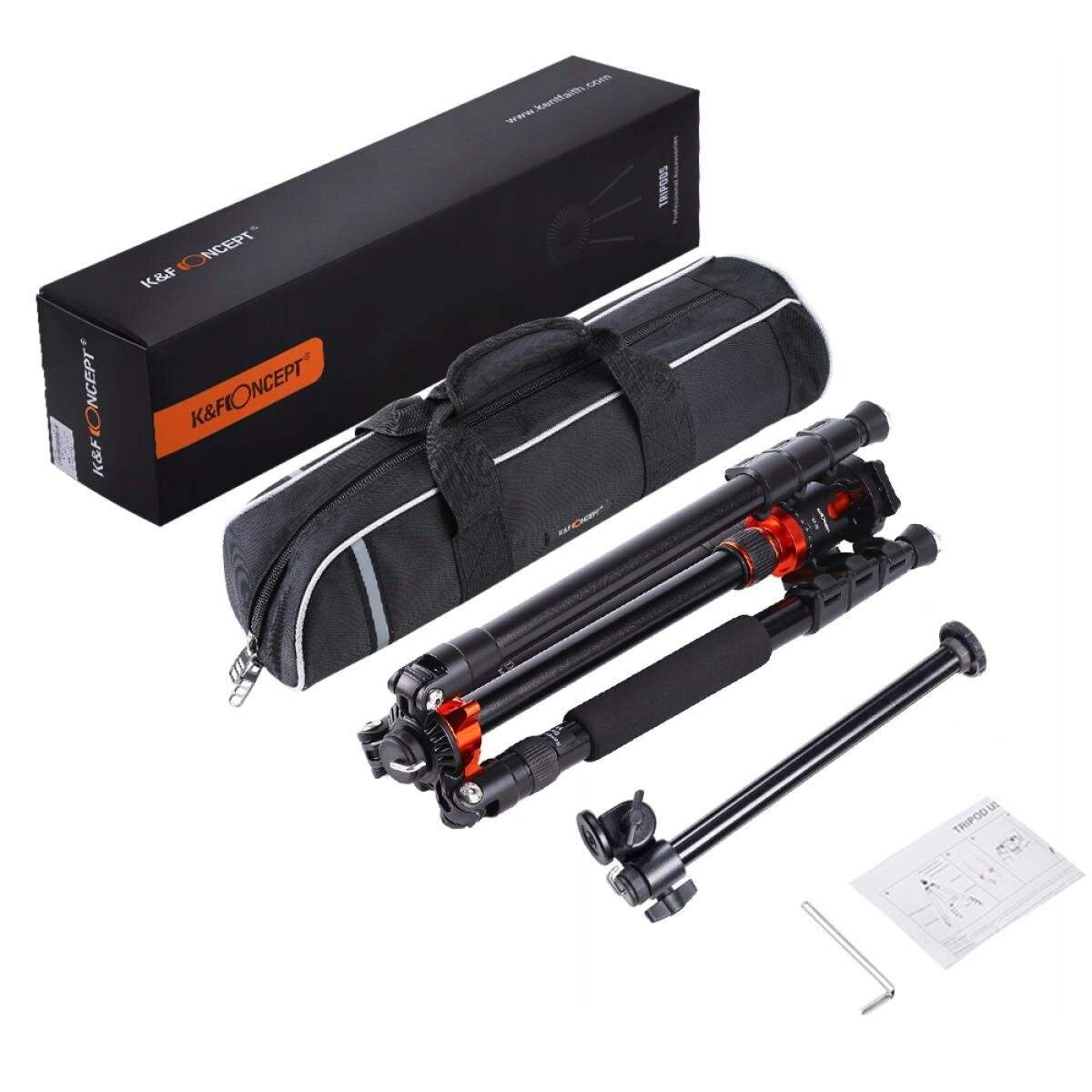 STATYW TRIPOD ALU/MAG 231CM K234A7 KF09.087V5 wysoki pozioma kolumna K&F Waga produktu z opakowaniem jednostkowym 2.2 kg