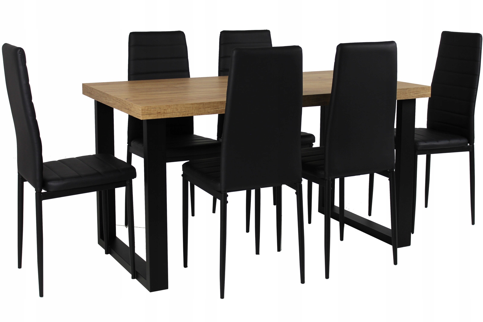 Rozkładany stół 80 na 140 z 6 krzesłami z ekoskóry