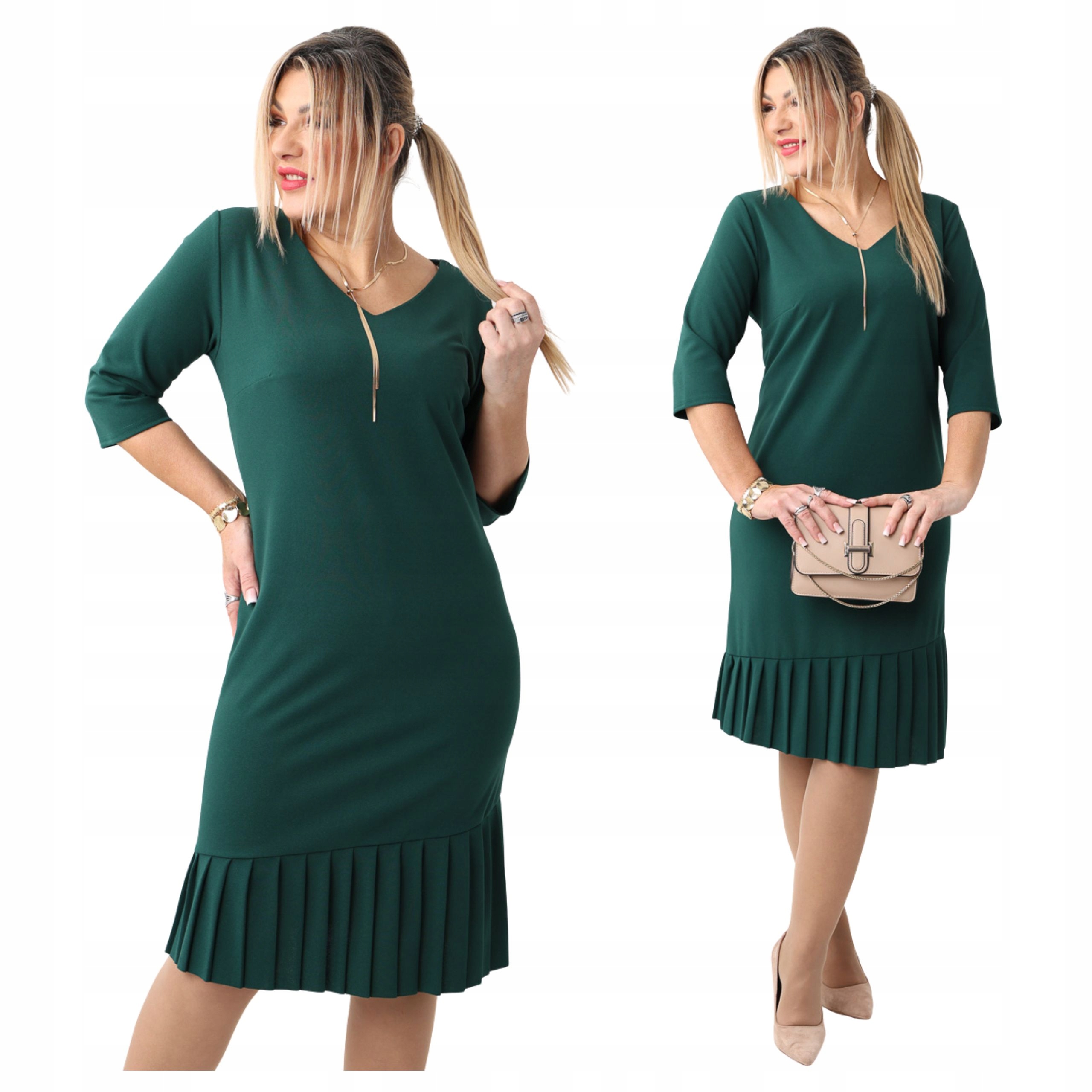 Sukienka plisowana wizytowa gładka Polski Producent duże rozmiary