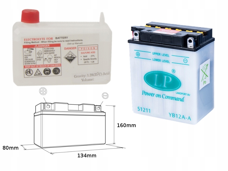 Landport Batéria YB12A-A (MD LB12A-A) 12V 12AH 134X80X160 (GB12AA) Obsluhy