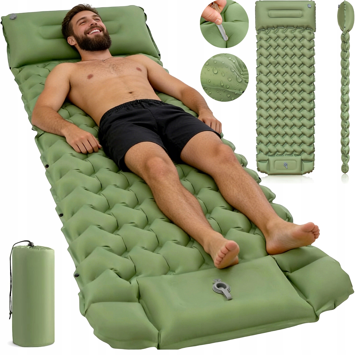 Turistická Podložka Karimatka Nafukovací Jednolůžková Lehká Voděodolná 200X66CM