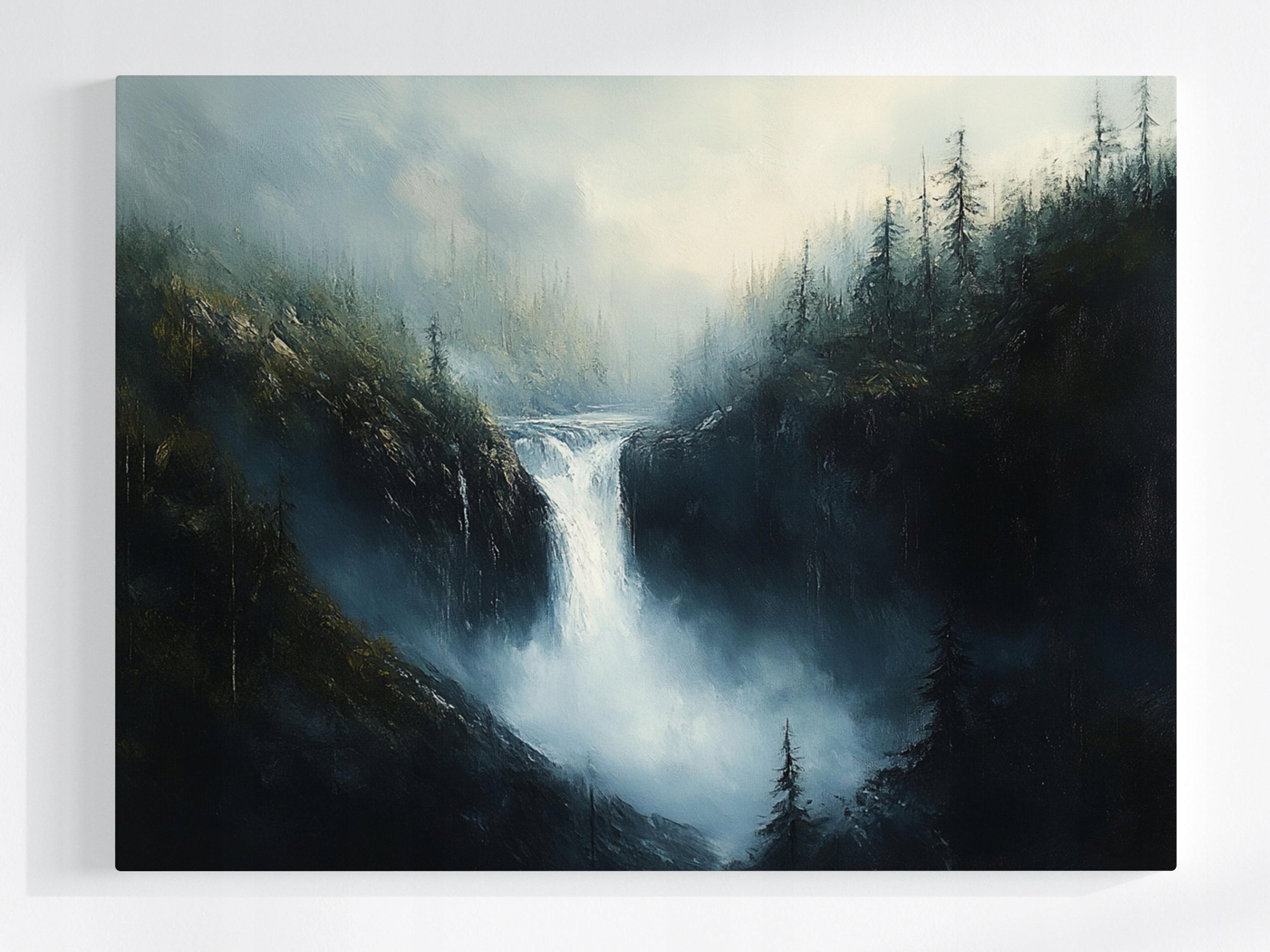 Obraz Na Plátně Canvas Krajina Hory Les Vodopád Řeka Temnota Příroda 100x75