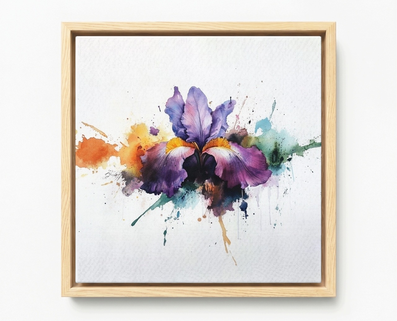 Obraz Rám American Box Akvarel Príroda Fialový Kvet Irys Splash 60x60