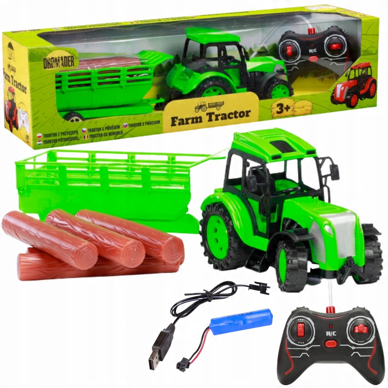 

Duży Zdalnie Sterowany Traktor z Przyczepą Aku
