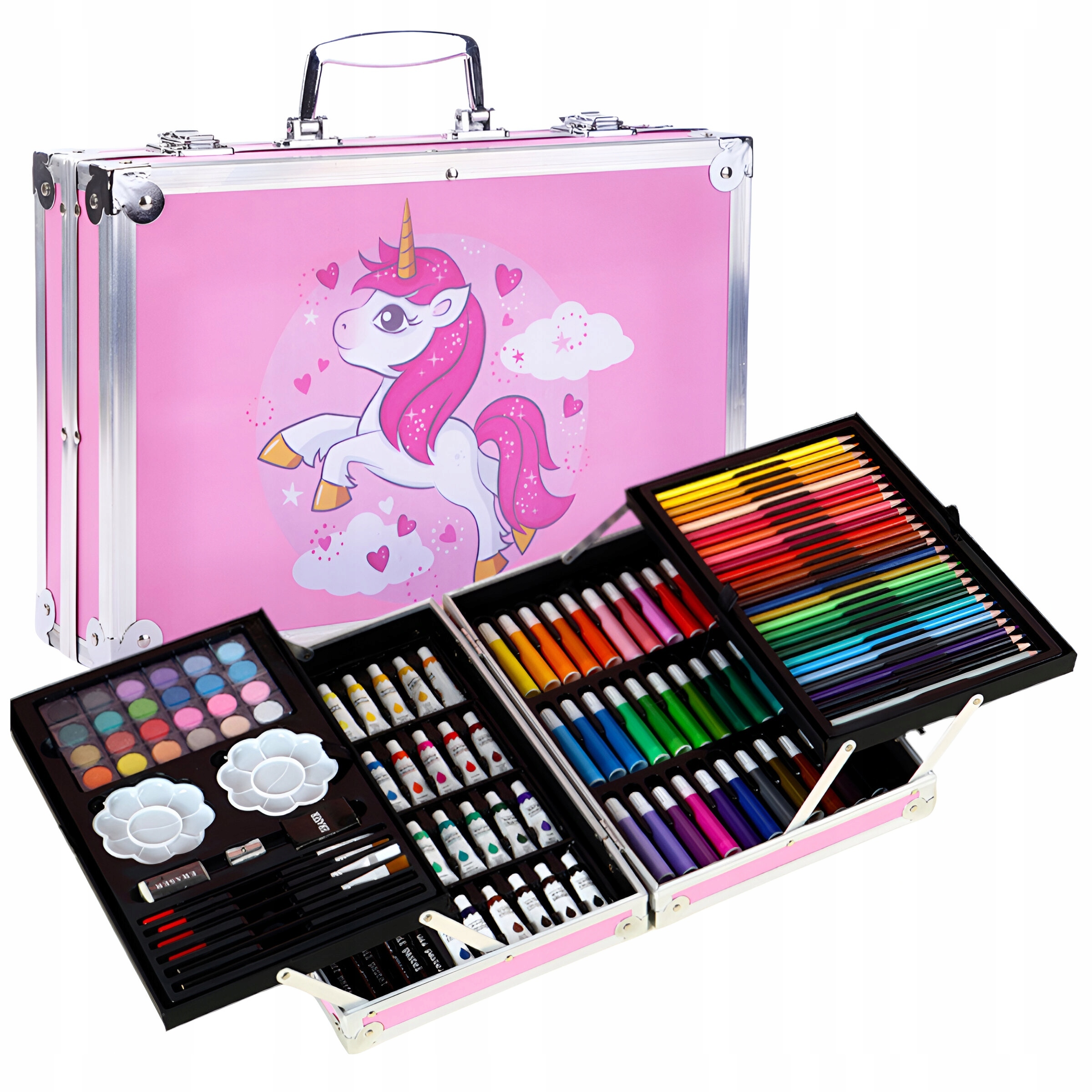 ZESTAW ARTYSTYCZNY DO MALOWANIA DLA DZIECI PLASTYCZNY + WALIZKA 145 EL. Kod producenta zestaw do malowania dla dziewczynek prezent