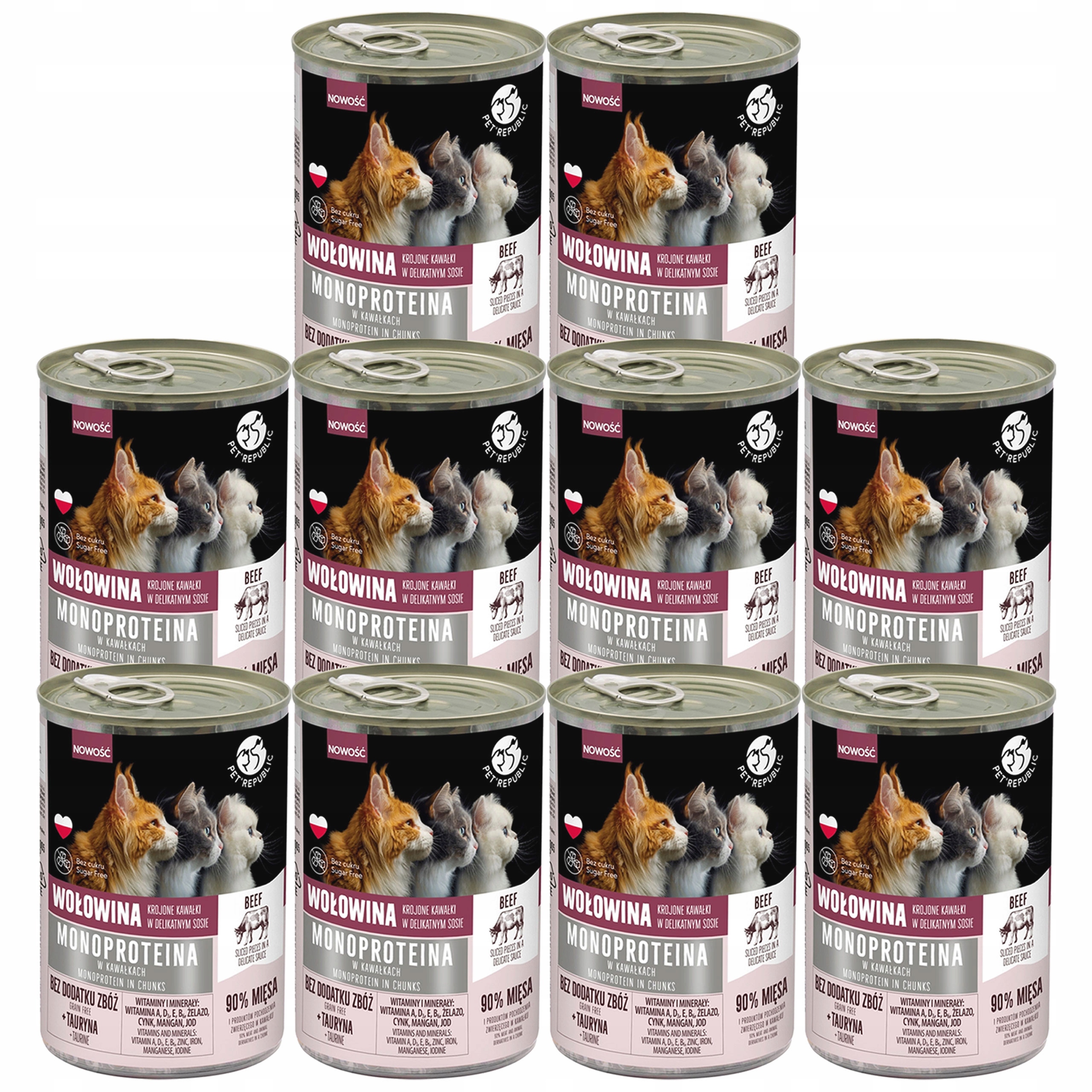 Levně Pet Republic Mono Hovězí krmivo pro kočky mokré 10 x 400 g monoproteinové