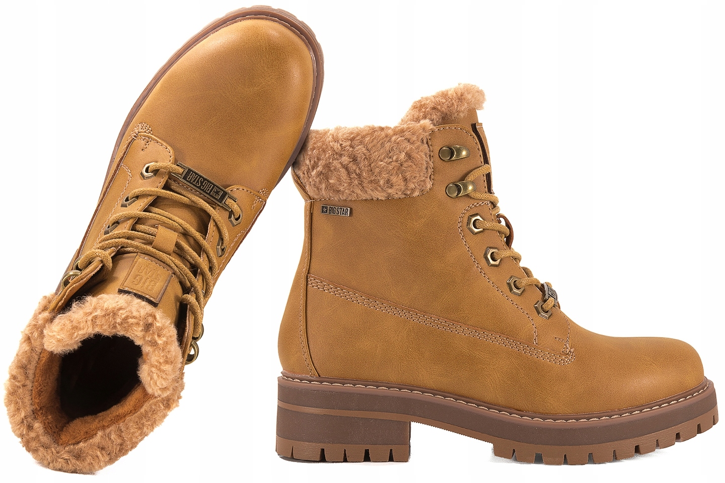 Big Star OO274A285 Zimní Boty Kotníkové Boty Dámské Zateplené Trapery 41 Camel