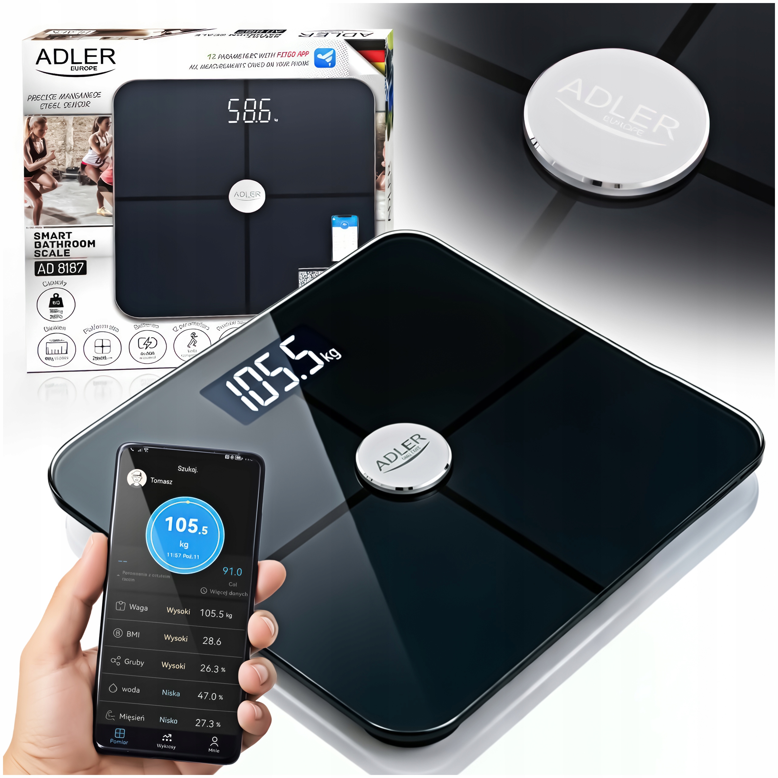 Waga Łazienkowa Analityczna Elektroniczna Precyzyjna Do 180 Kg Aplikacja