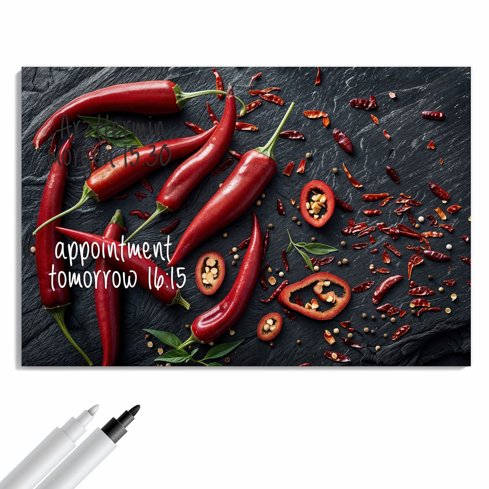 Magnetická tabule Červené Chili Lusky 90 × 60 cm