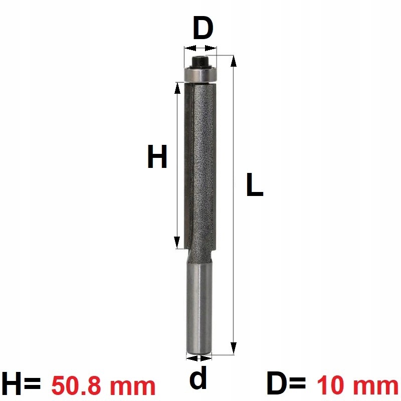 Frez prosty do drewna VHM 10 chwyt 8 z łożyskiem