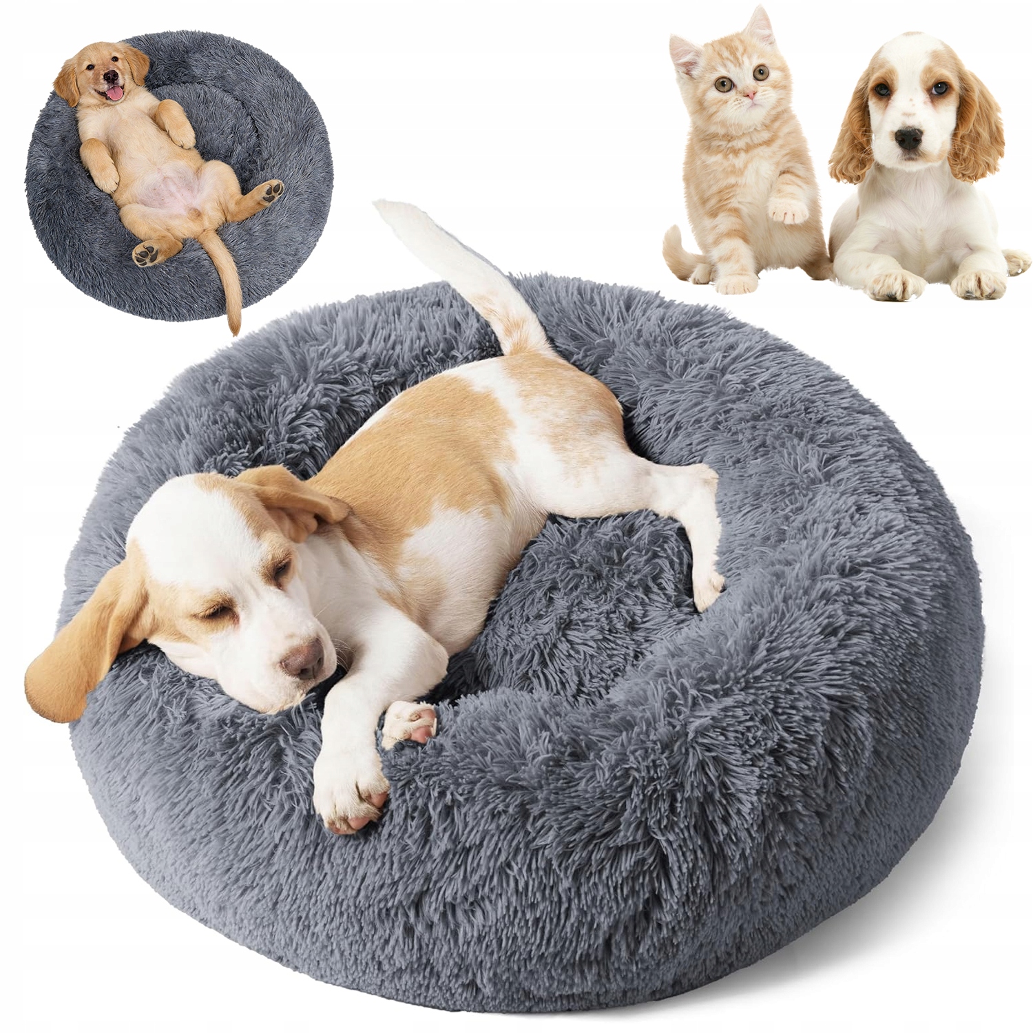 Levně Útulné Pelíšek Pro Psa Kočku 60 CM, Měkké Chlupaté Potah