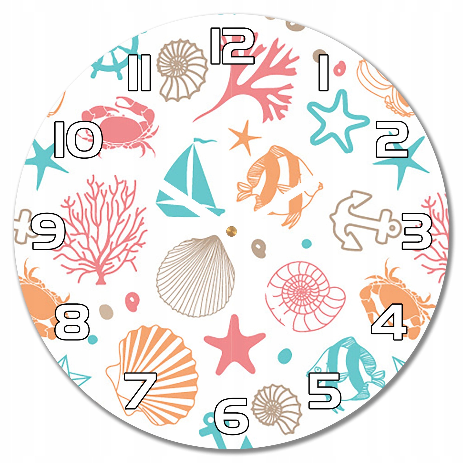 

Szklany zegar na prezentMorskie klimaty f30 cm