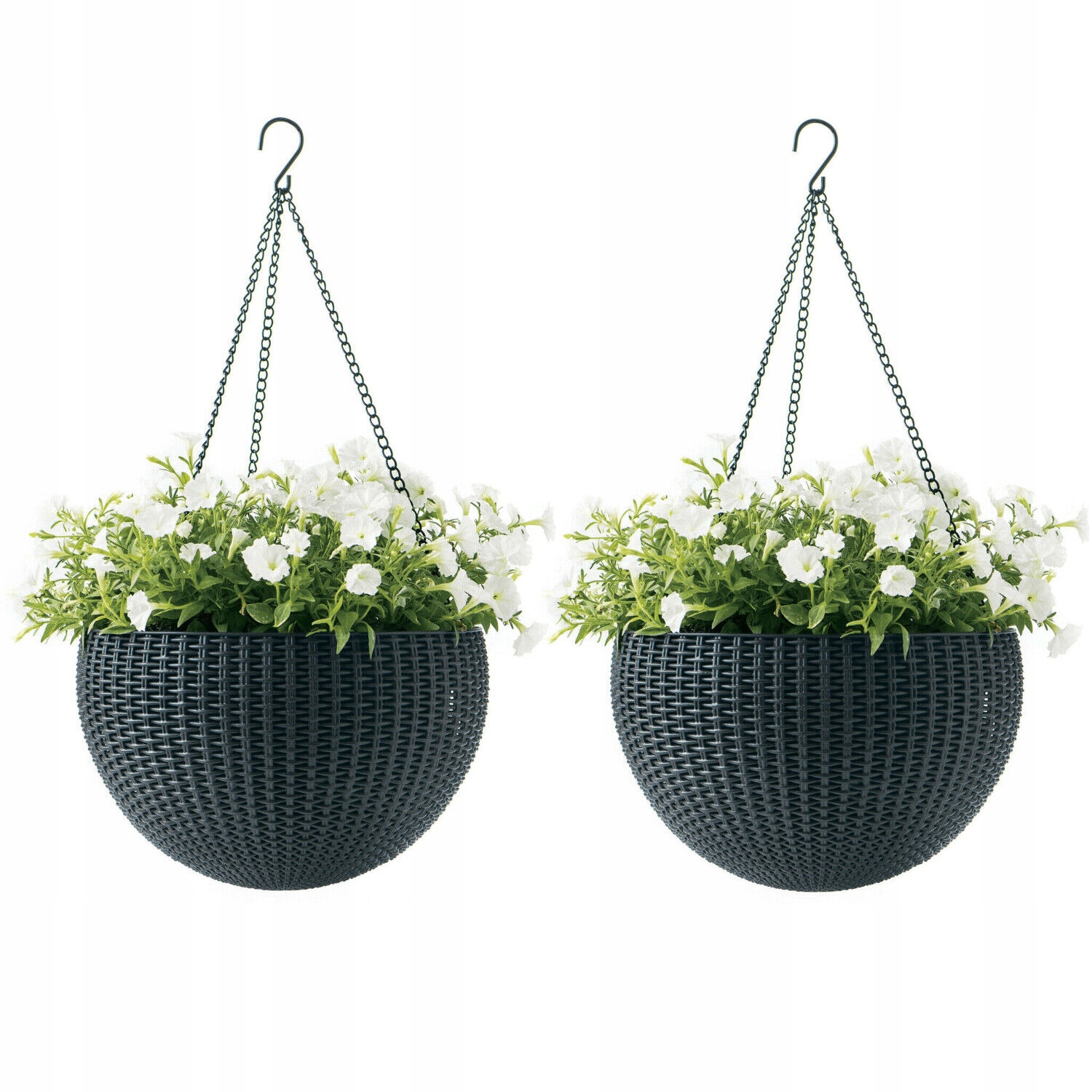 2 x Doniczka Wisząca Keter Hanging Sphere Antracyt