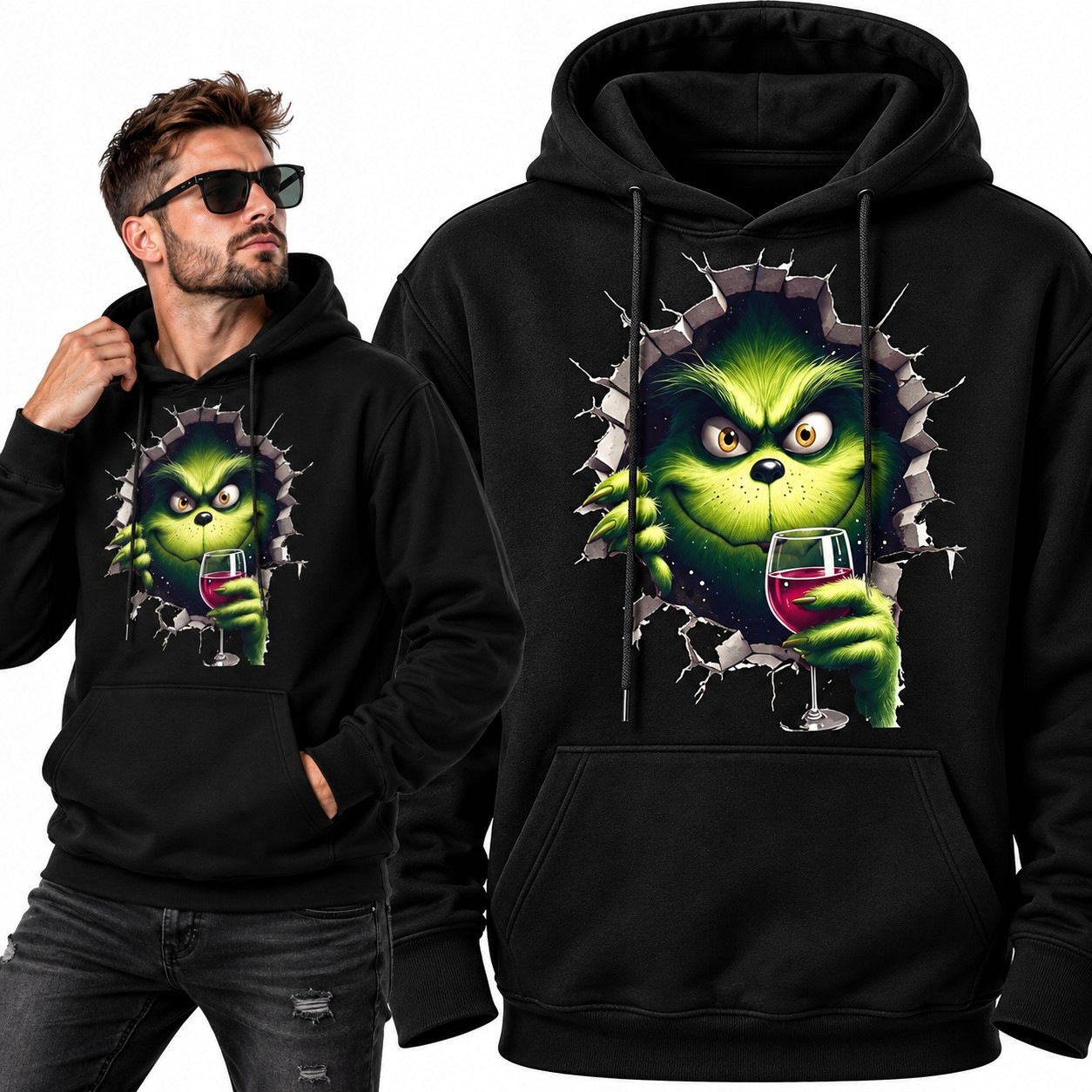 Mikina s kapucí Grinch Wino vel. XXL