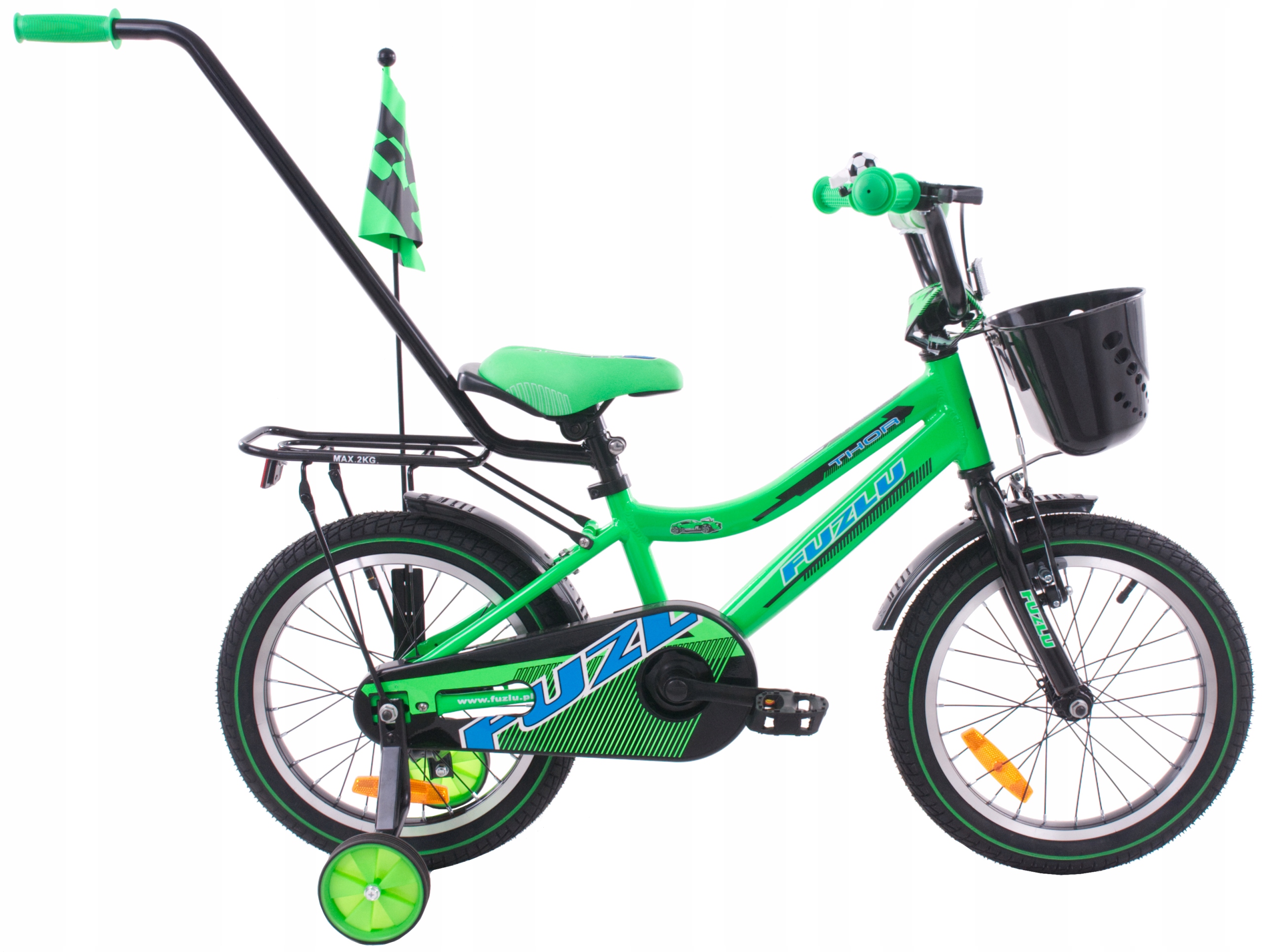 Rower dziecięcy 16 Fuzlu Thor zielono-czarny aluminiowy