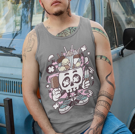 TANK TOP ANIMOWANE ICE CREAM SKULL Rozmiar XL