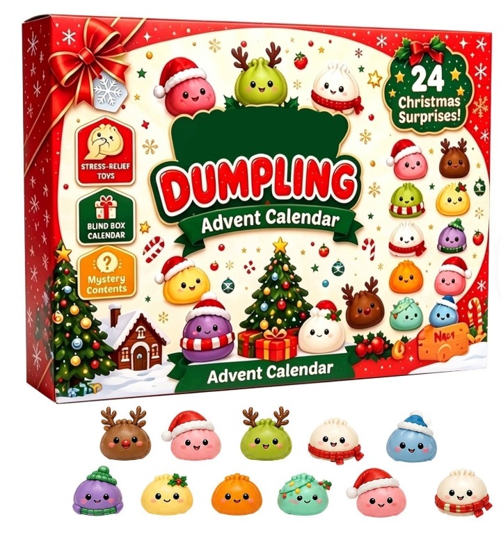 Адвент-календарь W&K Squishy Christmas, 24 мялки-пельмешки Dumpling — фото 2