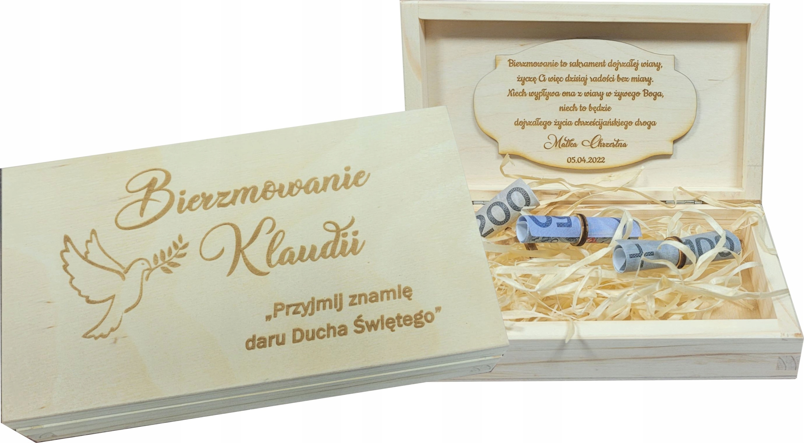 

Pudełko na pieniądze pamiątka Bierzmowanie grawer