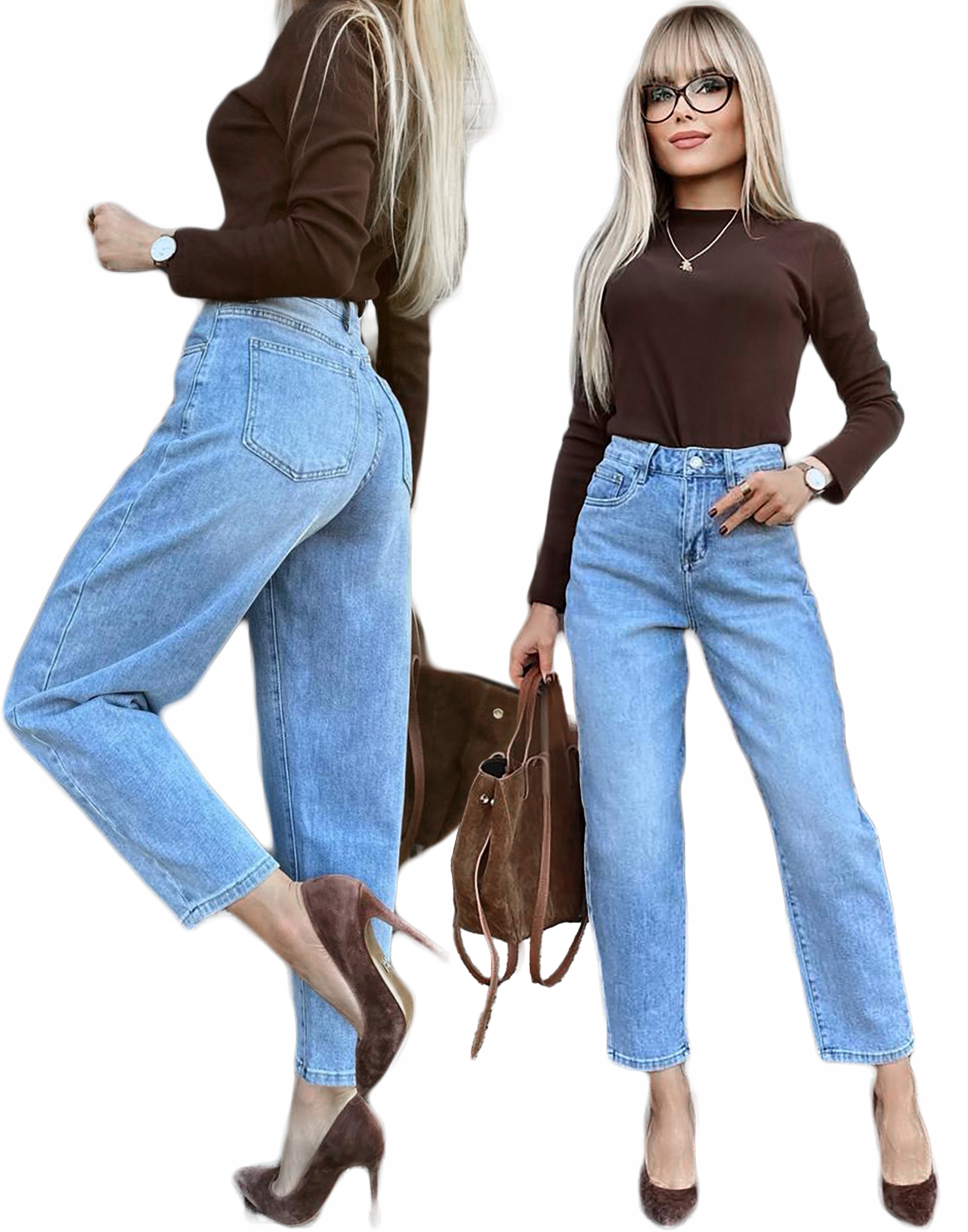 Džínové Kalhoty s vysokým pasem kvalitní Jeans dámské mom fit XL Zuza