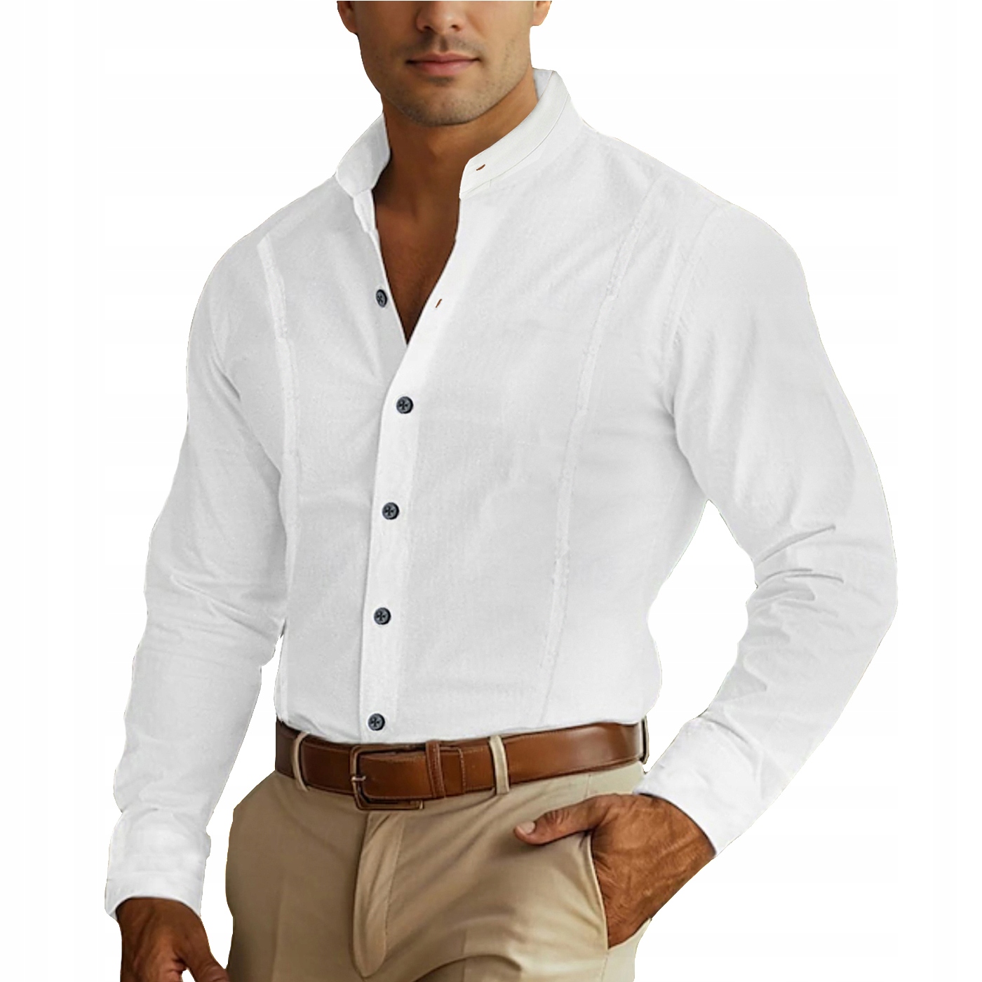 Koszula męska bawełniana ze stójką Elegant Taliowana