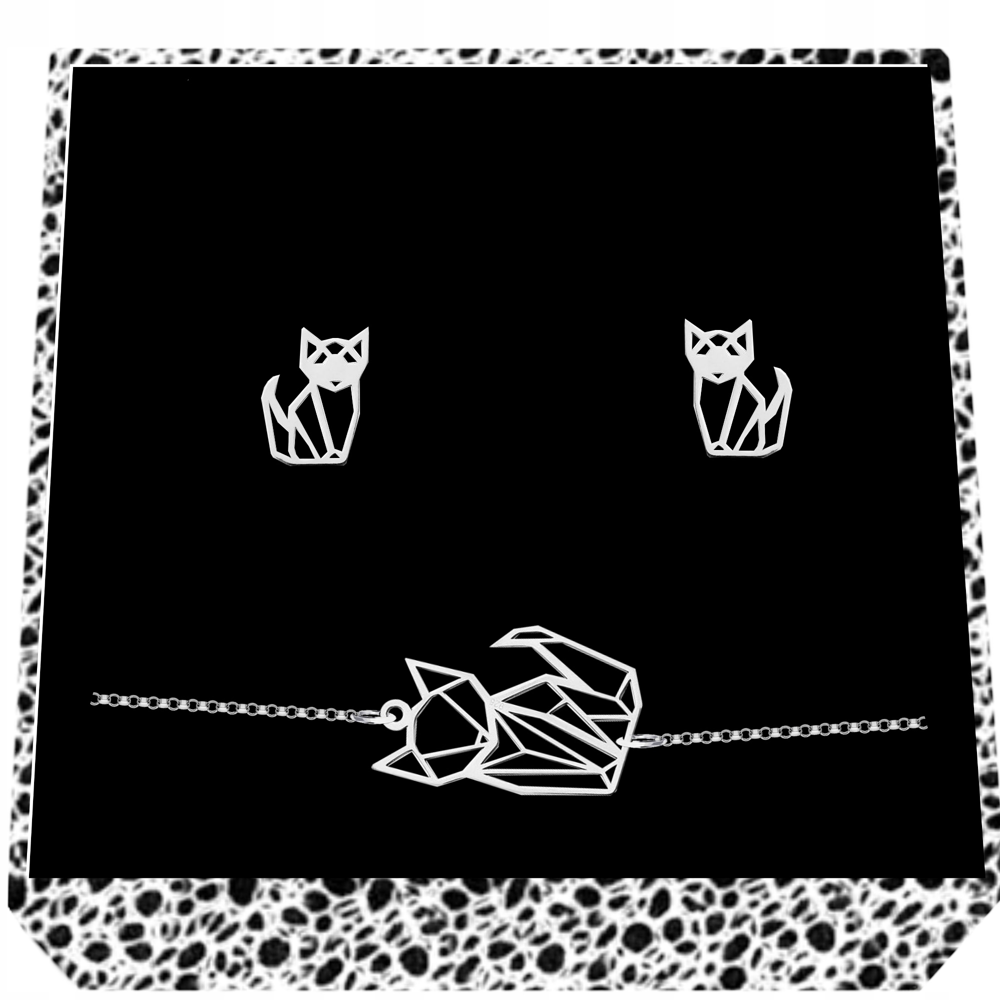 Sada stříbrných šperků Velká liška Liška Origami Stříbro 925 Symbol chytrosti