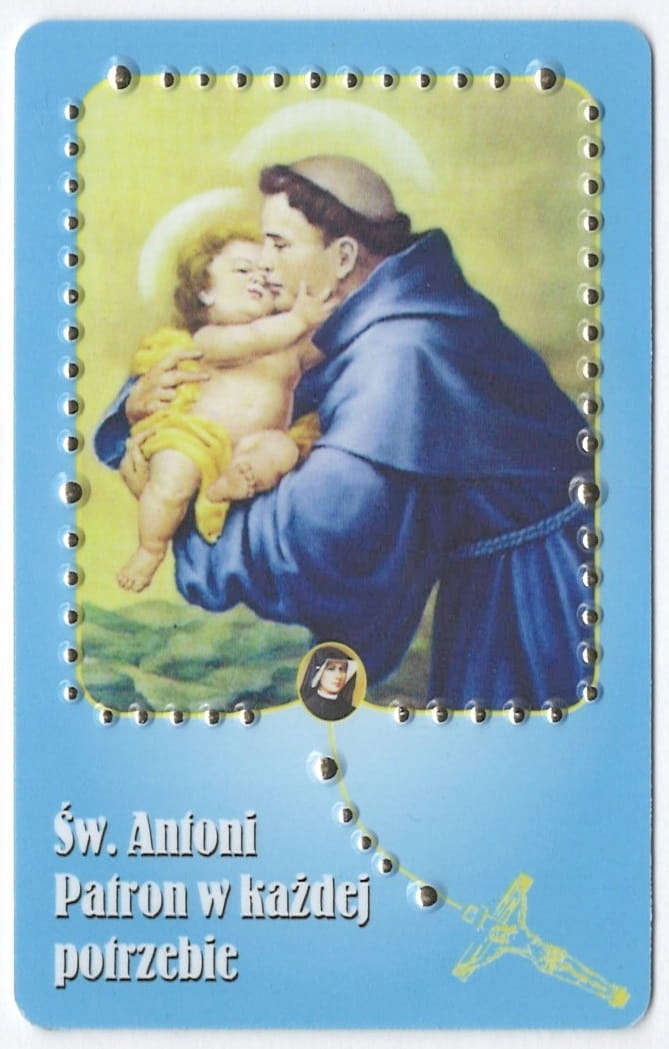 

Karta Różańcowa Z Modlitwą Święty Antoni