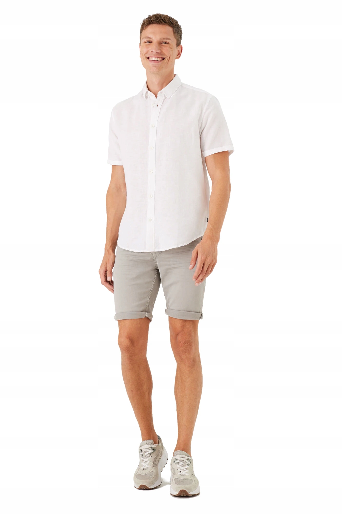 Garcia pánská lněná košile s krátkým rukávem, bílá, regular, L