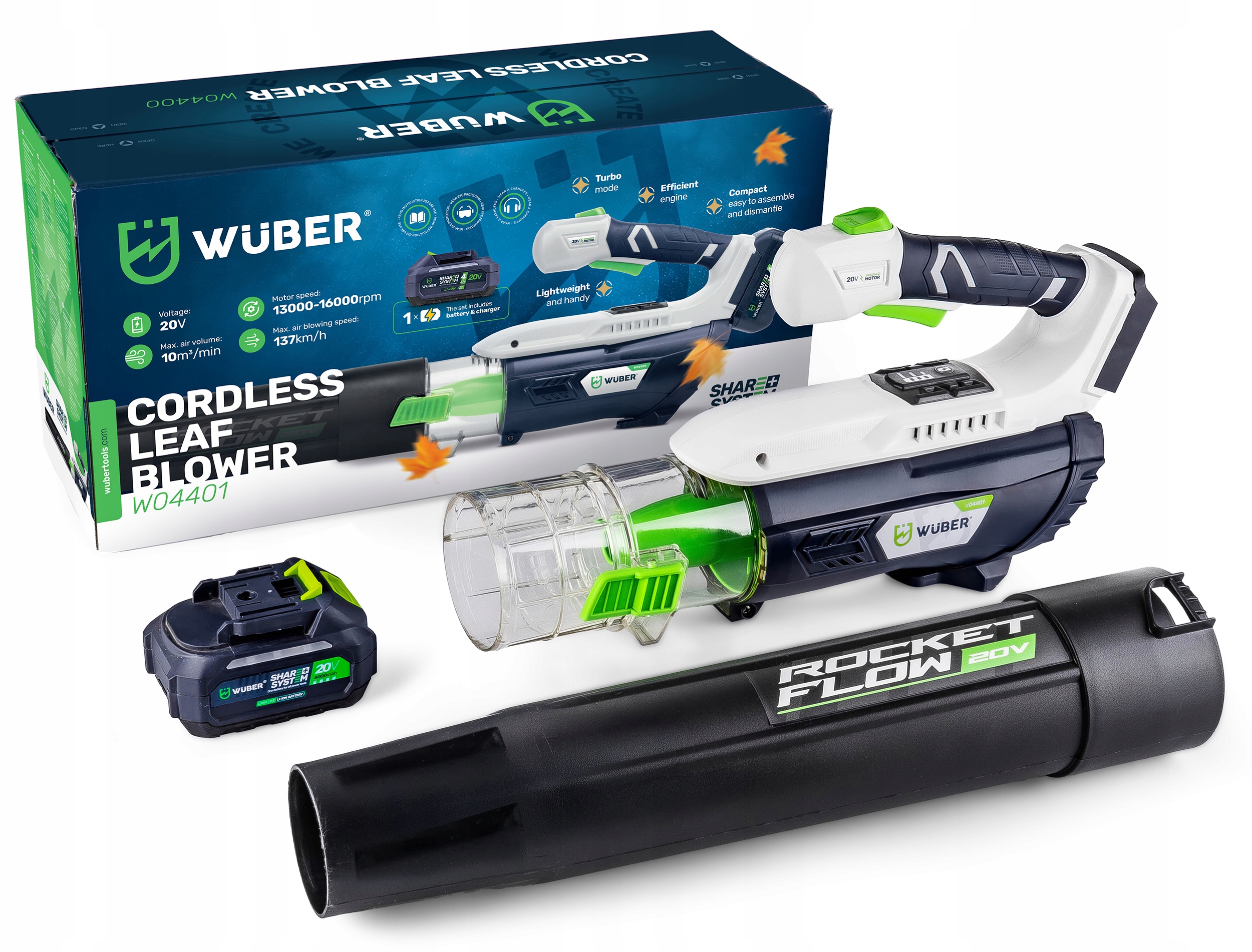 Akumulátorový Záhradný Fúkač Na Lístie A Sneh, Akumulátor 4.0 Ah Wuber
