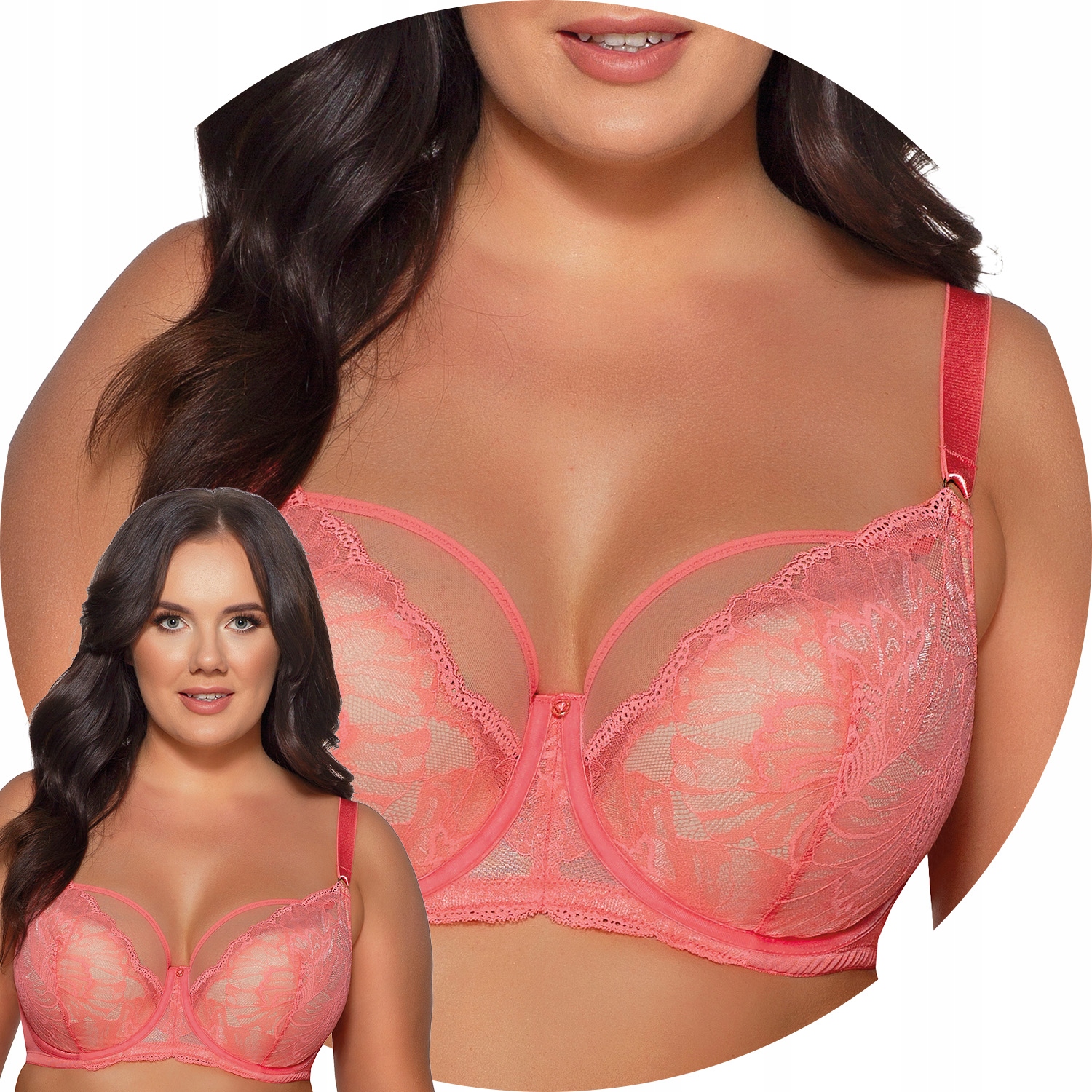Ava 2075 Perlash coral 65I růžová Polovyztužená podprsenka Semi Soft