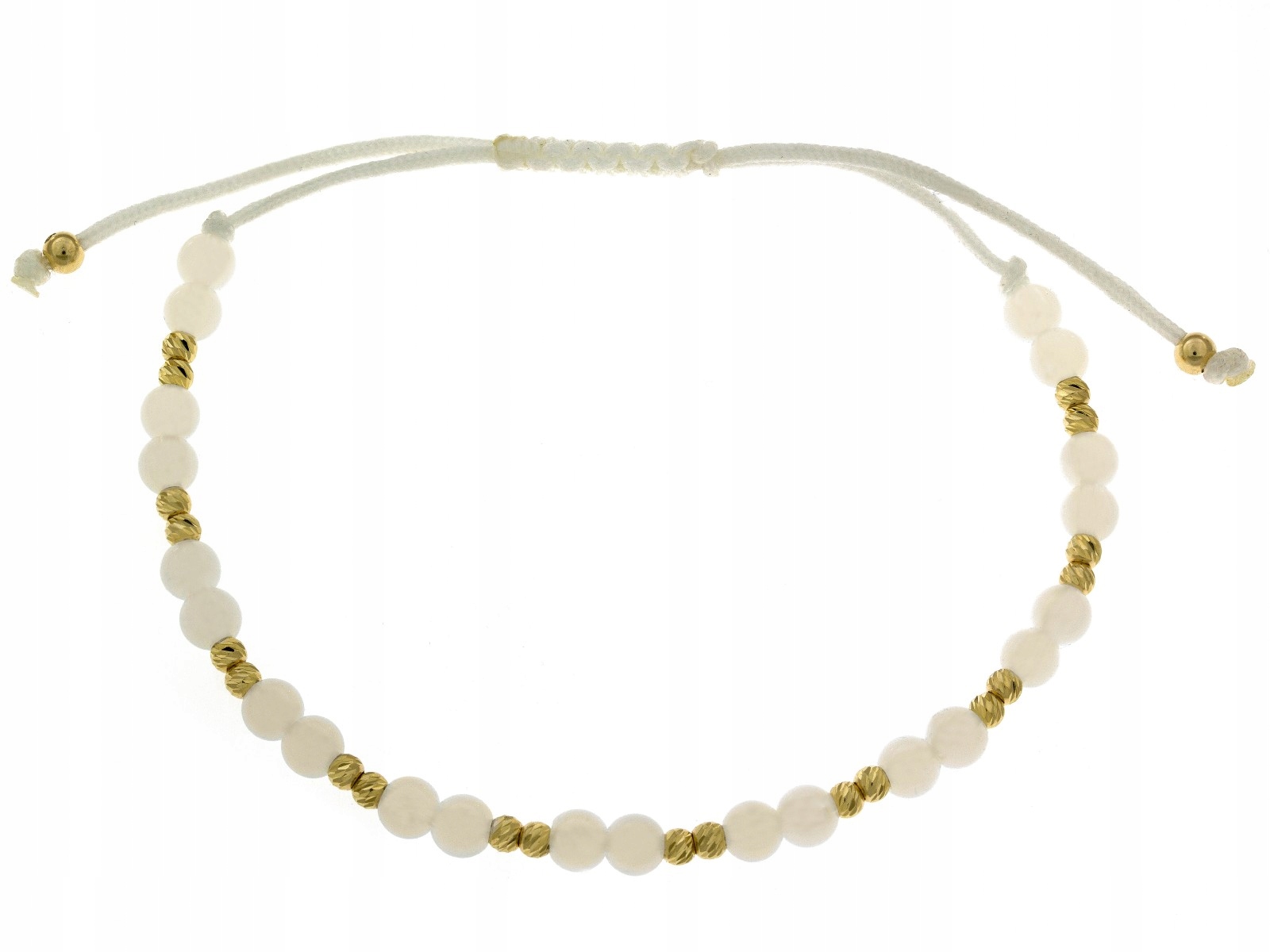 Zlatý náramek pr 0.585 s kuličkami na provázku pro ženu 0.75 g dárek