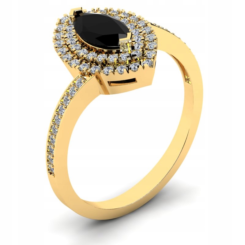 

Pierścionek Koktajlowy Złoty Z Czarną Cyrkonią