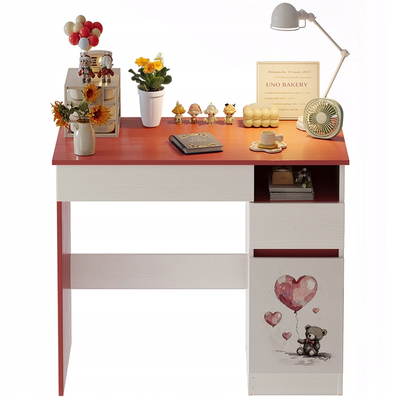 Detský Stôl Ružový Medvedík Pre Dievčatko Moderný Loft Polica So Zásuvkou