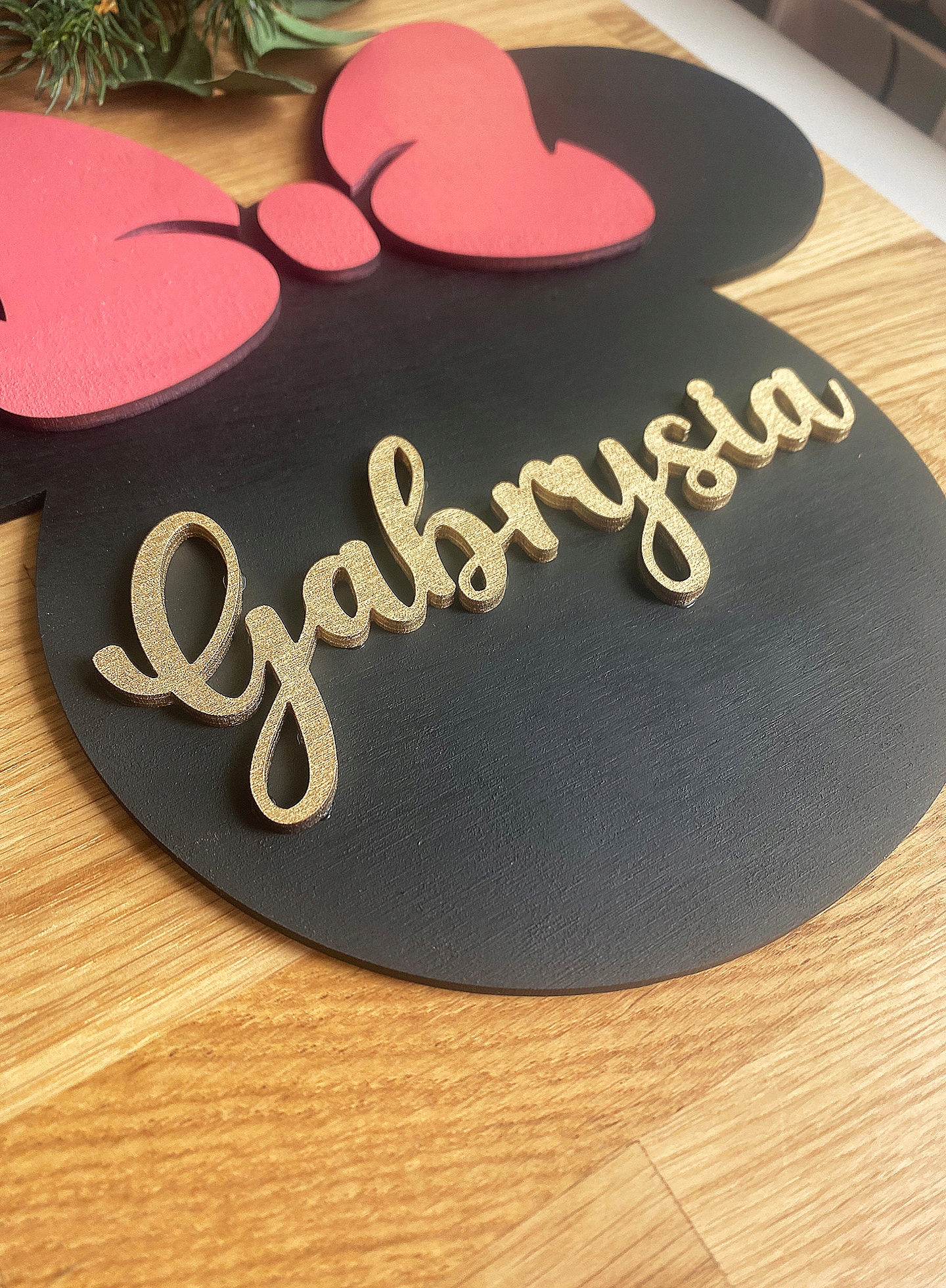 DREWNIANA TABLICZKA MYSZKA MINI Z IMIENIEM DZIECKA Płeć chłopcy dziewczynki