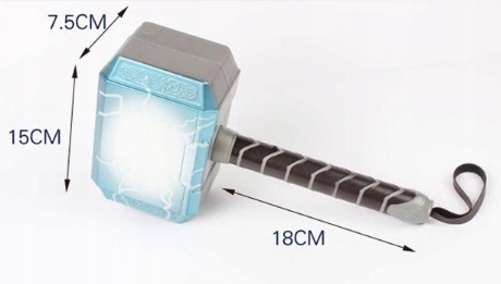 MŁOT THOR MJOLNIR ŚWIECĄCY DŹWIĘKI WALKI COSPALY Marka Hopki