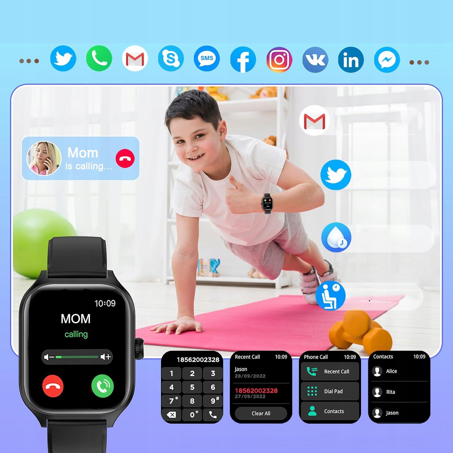 INTELIGENTNY ZEGAREK SPORTOWY NASTOLATEK ZEGAREK DO POŁĄCZEŃ BLUETOOTH Model inny