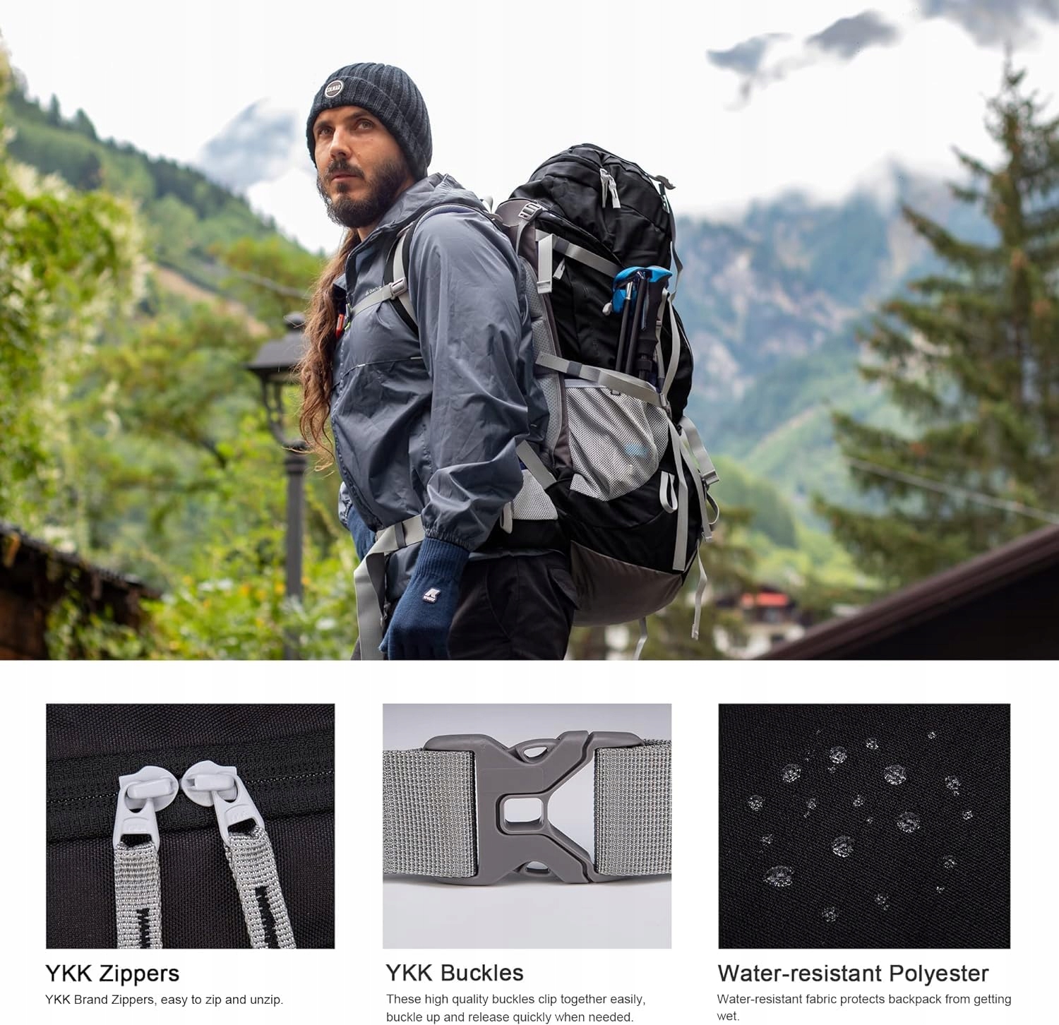 MOUNTAINTOP 70L Waterproof Trekking Backpack for Men & Women Camping — miniatura 8