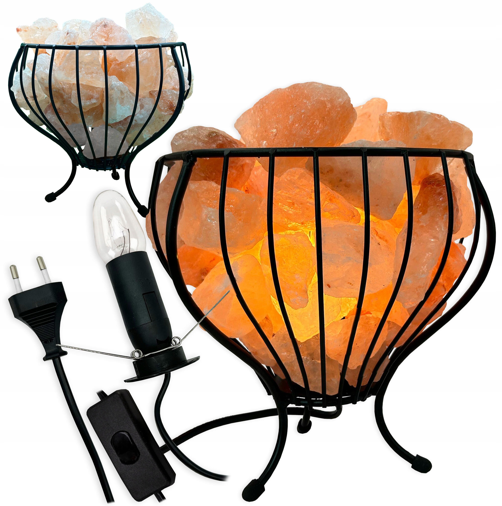 Lampa solna Himalajska metalowy kosz misa jonizator powietrza Vulcan