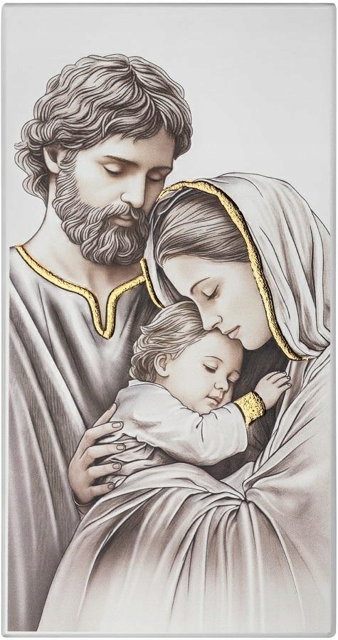 Gravírování Obraz Svatá rodina 9 x 18 cm Malovaný na dřevě Svatba Výročí