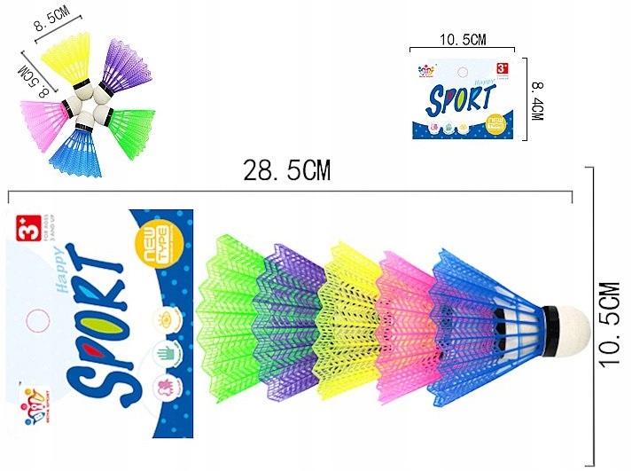ZESTAW KOLROWYCH 5 SZTUK LOTEK DO BADMINTONA LOTKA BADMINTON 1639 Marka Adar
