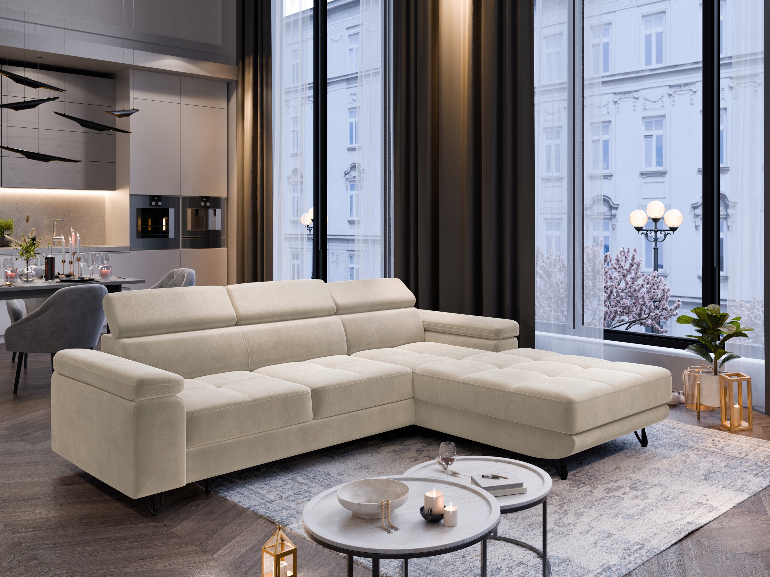 Rohová Sedací Souprava Funkce spaní Kontejner