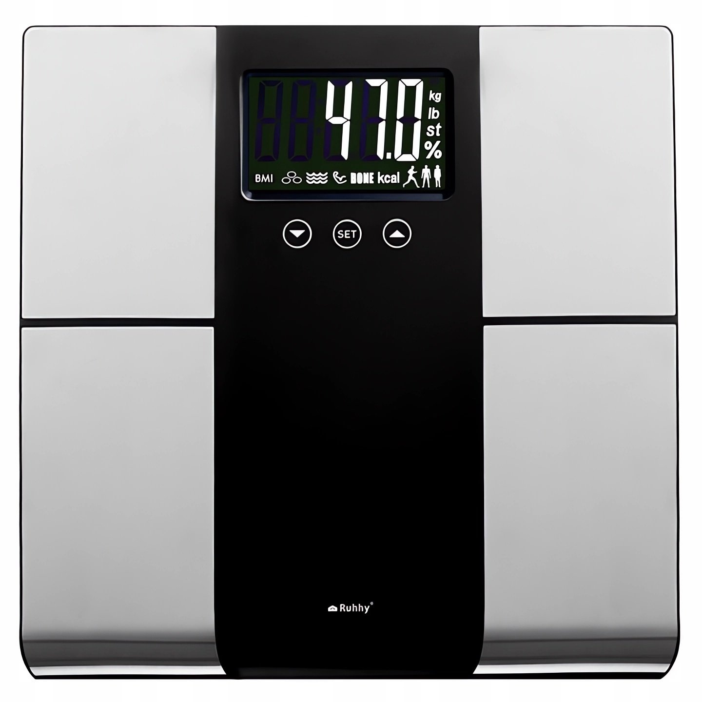 Ruhhy 24638 Analytická osobní váha 225 kg, Bmi, stříbrná