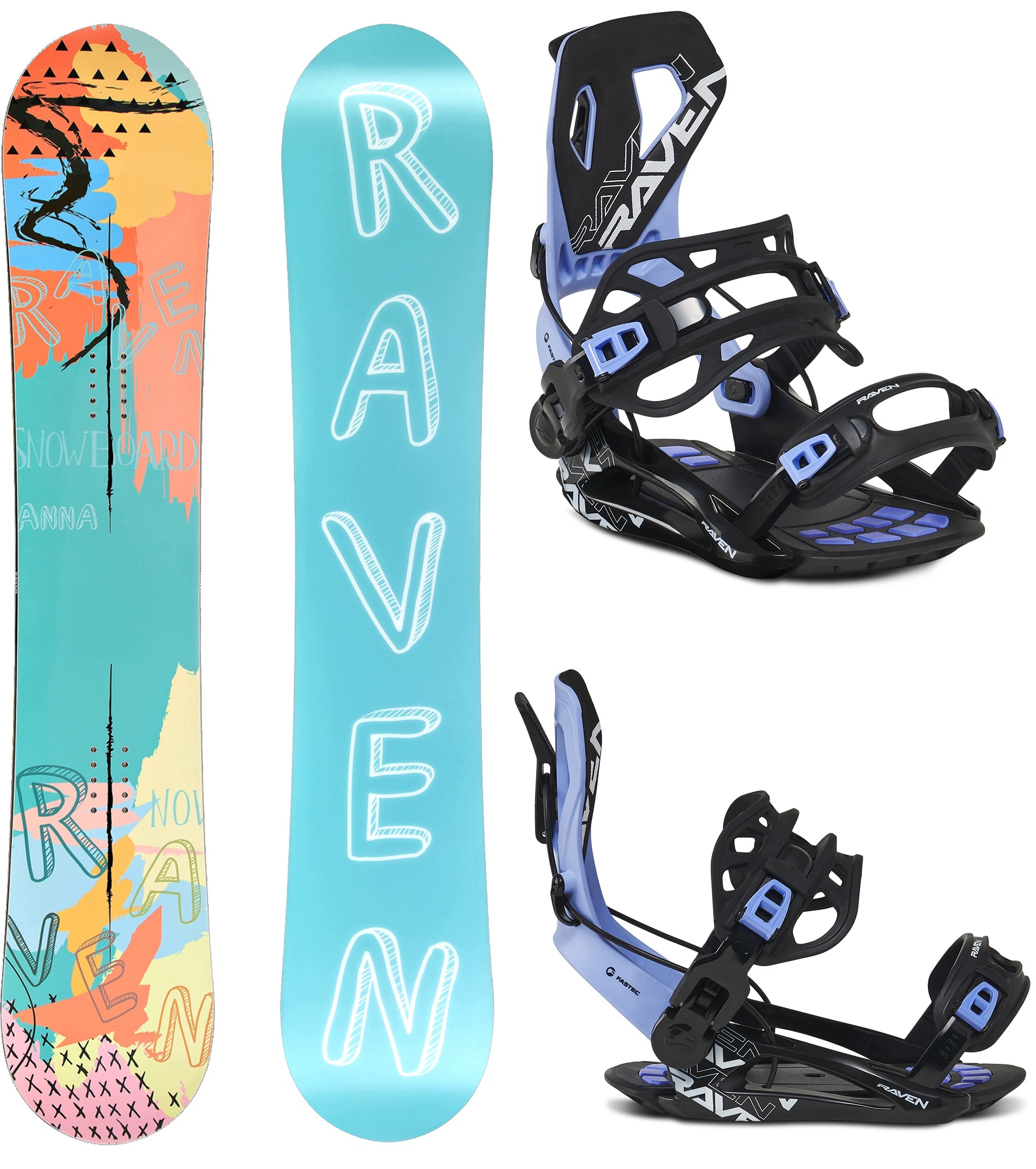 Snowboard Raven Anna 138cm wiązania Raven FT360 Ocean S