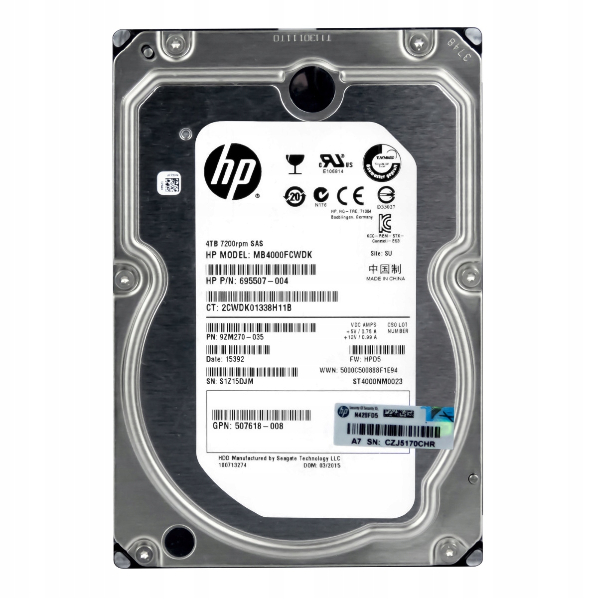 Hp 695507-004 4TB 7.2K 128MB SAS-2 3.5" Hdd (Pevný disk) MB4000FCWDK