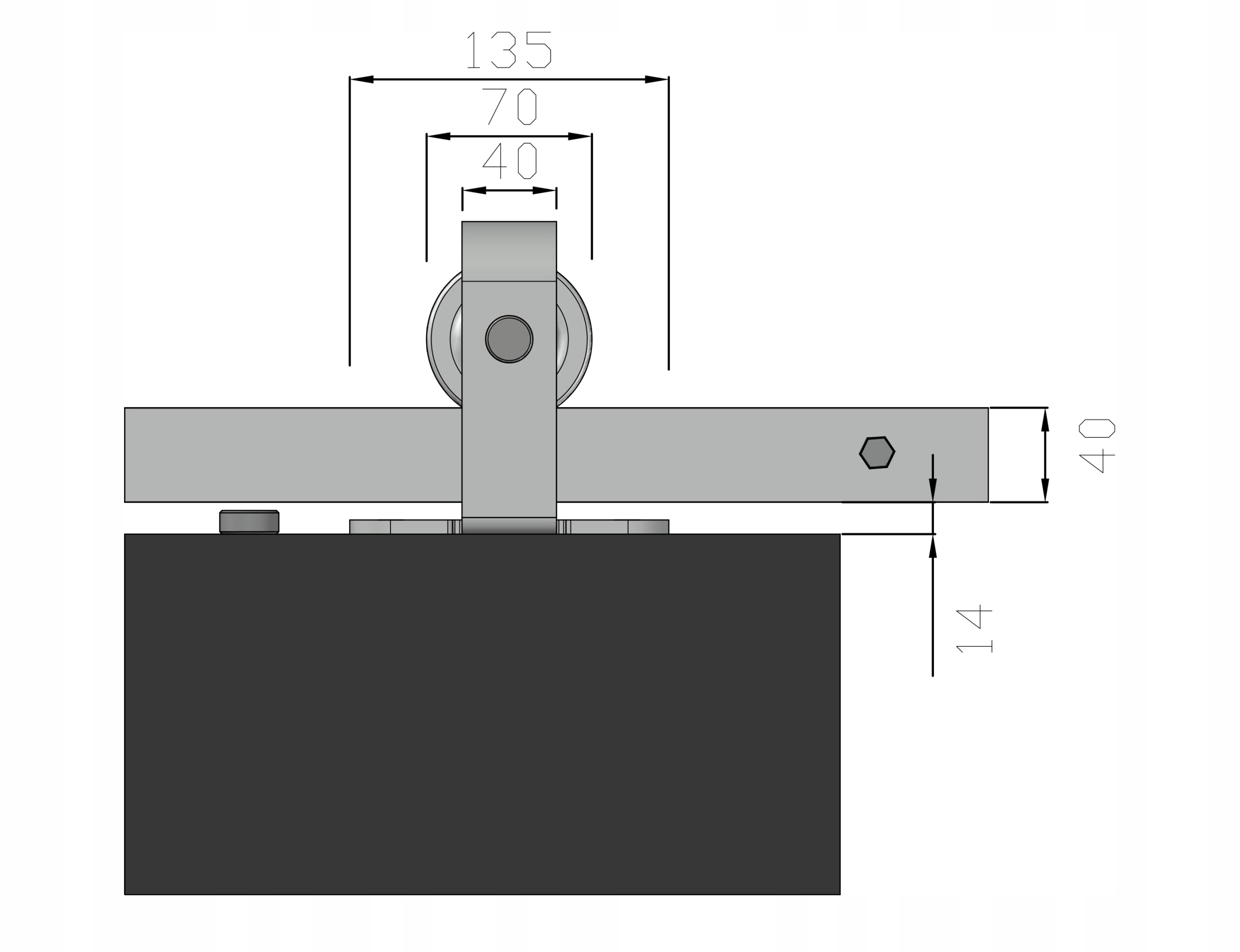 PROMO SYSTEM PRZESUWNY NAŚCIENNY LOFT TOR 1 CAŁOŚĆ Długość prowadnicy 2 m