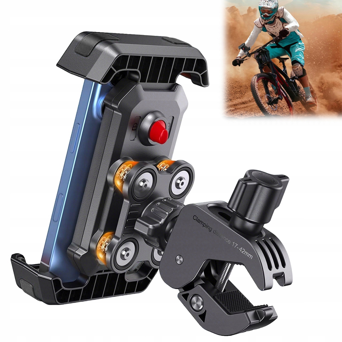 Mocny Uchwyt Rowerowy Na Telefon Kierownicę Motocykl Z Aktywną Amortyzacją